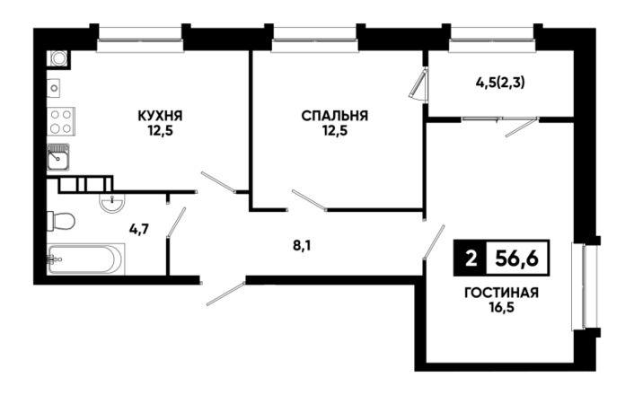 Двухкомнатная квартира