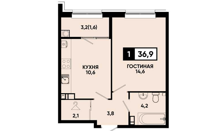 Однокомнатная  квартира