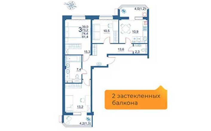 Трехкомнатные