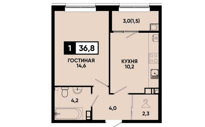 Однокомнатная  квартира
